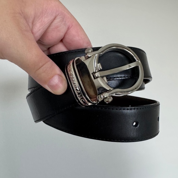 Montblanc Men’s Oval Reversible Black/Brown Leather Belt - Picture 1 of 7